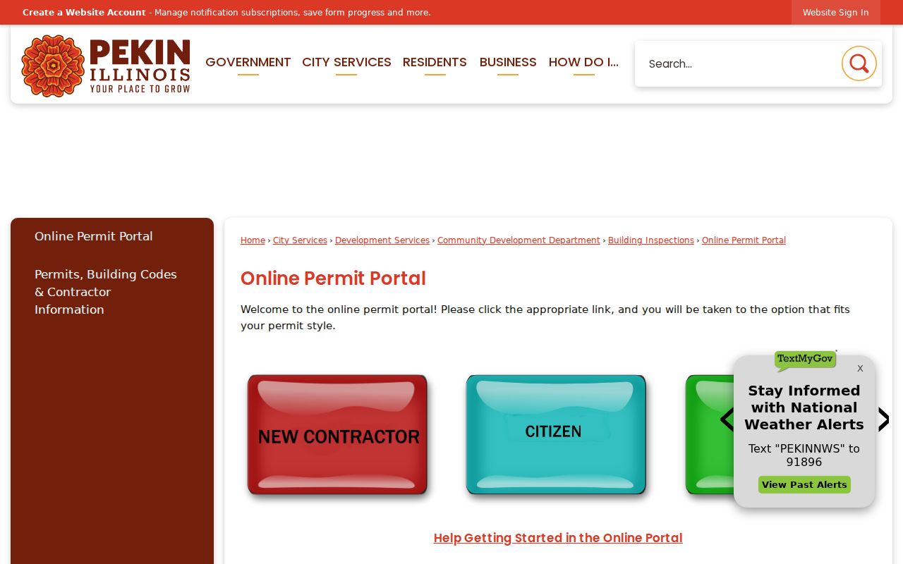 Pekin neighbors permit and block property guidance page