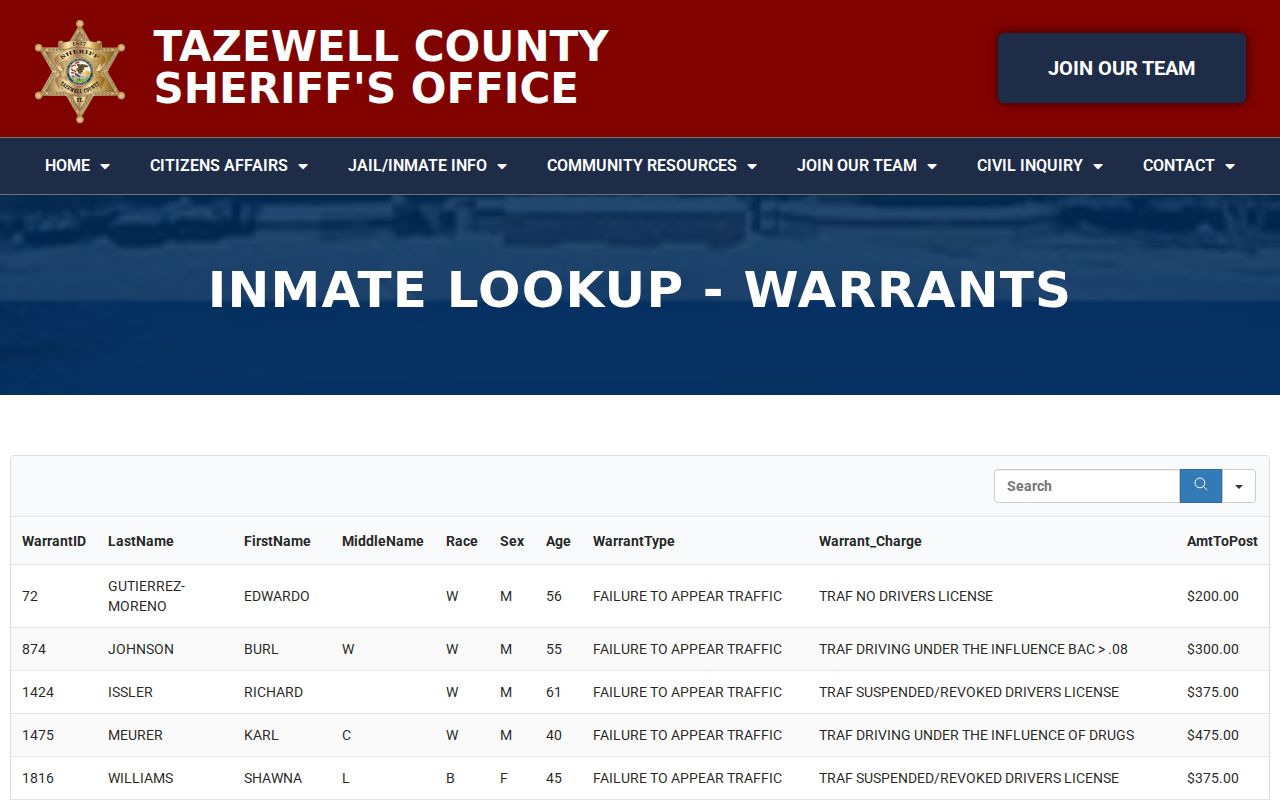Pekin resident lookup using Tazewell active warrants